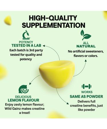 WILD GAINZ Creatine Monohydrate Gummies Bundle Strawberry & Lemon | 5000mg Sugar-Free Vegan Non-GMO Gluten-Free | Supports Muscle Growth Strength & Focus | Made in USA 270 Total Chews - Buy Online on GoSupps.com