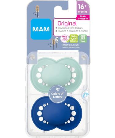 MAM Original Matte Pacifier (2 pack 1 Sterilizing Pacifier Case) Pacifiers 16 Plus Months Baby Boy Pacifier Best Pacifiers for Breastfed Babies Sterilizing Storage Case - Buy Online on GoSupps.com