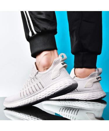 Ezeerae Men's Slip On Running Tennis Shoes Size 11 - Lightweight Breathable Sneakers for Gym Workouts (B-White 9) - Buy Online on GoSupps.com