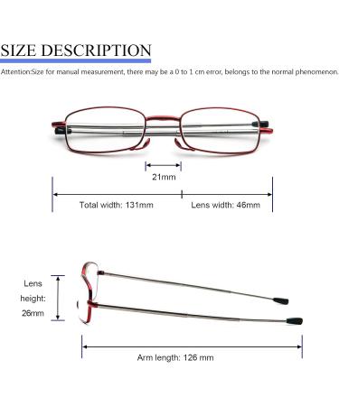 Buy MMOWW Foldable Reading Glasses for Men & Women - Mini Anti Blue Light Glasses with Telescopic Pole & Zipper - Red (+1.0) - Buy Online on GoSupps.com