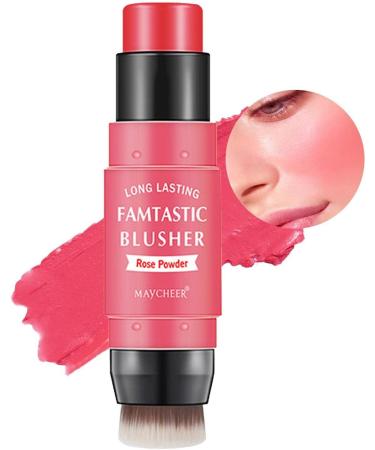 Milk Blush Stick | Cheek Makeup Stick Makeup Blush with Brush | Cream Blush Makeup for All Skin Tones 2 in 1 Double-Head Blush and Lipstick Makeup for Women and 2# - Buy Online on GoSupps.com