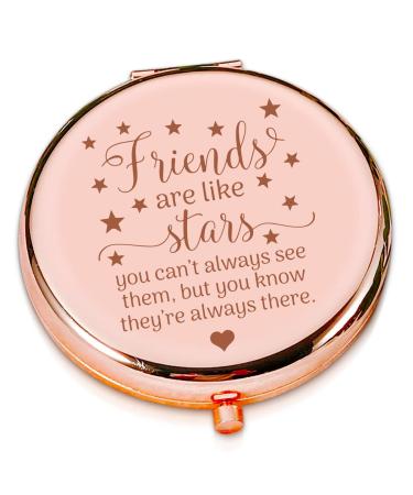 Friendship Gift Inspirational Rose Gold Engraved Travel Makeup Mirror - Friends Are Like Stars  Compact Pocket Cosmetic Mirror for Friends Sister Girl Woman Birthday Christmas Graduation Gift - Buy Online on GoSupps.com