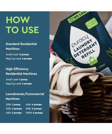 Puracy Free & Clear Laundry Detergent Refill - 48 fl oz (192 Loads) | Natural & Gentle Liquid Concentrate with Stain-Fighting Enzymes | 1,4 Dioxane Free - Buy Online on GoSupps.com