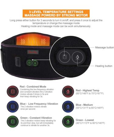 Cordless Heating Pad Back Brace with Heat & Massage - 49 Heated Belt for Back Pain Relief & Arthritis - Buy Online on GoSupps.com