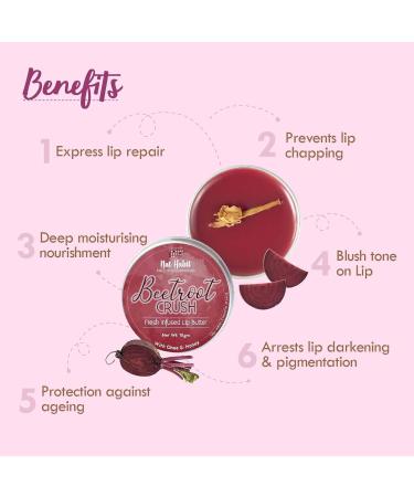 N.a.t Habit Lip Butter Fresh Beetroot Crush | Butter With Desi Ghee and Raw Honey For Natural Pink Lips Nourishment Dark And Chapped Lips - (Pack of 1) 10gm. - Buy Online on GoSupps.com