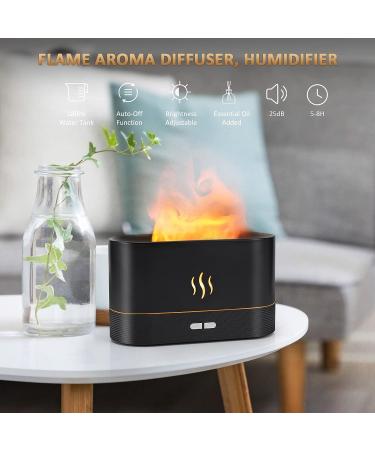 PLUWEL Flame Diffuser Humidifier 180ml - Auto Off Essential Oil Aroma with Fire Flame Effect - 2 Brightness Modes for Home Office Spa Gym (Black) - Buy Online on GoSupps.com