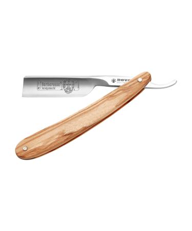 DOVO razor "Barbarossa" | olive wood | 5/8 inch | straight head | carbon steel | full hollow grind - Buy Online on GoSupps.com