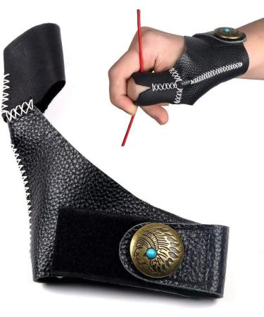 TOPARCHERY Genuine Cowhide Finger Tabs Thumb Ring Protector Recurve Bow Traditional Bow Hand Adjustable Fit Men Women Youth - Buy Online on GoSupps.com