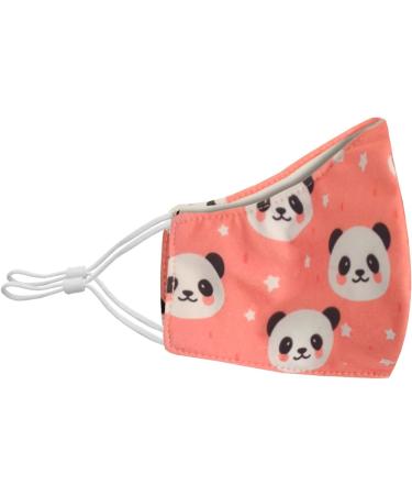 Buy Youth Washable Face Mask for Ages 5-12 | Adjustable Earloops & Nose Wire | 3-Layer 100% Cotton | Reusable Cloth Mask with Filter Pocket - Panda Pink - Buy Online on GoSupps.com