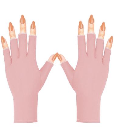 COOSLIM Anti UV Gloves for Gel Nail Lamp, UPF50+ Protection Gloves for Manicures, UV Sun Protection Gloves for Women Pink