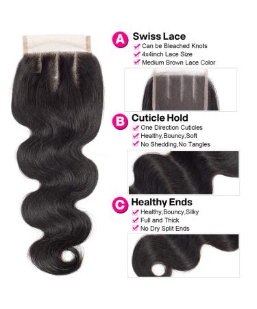 Remy Human Hair Top Lace Closure - 4x4 Virgin Hair Extension with Baby Hair Middle Part 10 - International Shipping - Buy Online on GoSupps.com