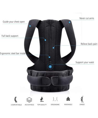 Back Brace Posture Corrector for Men & Women - Adjustable Clavicle Support for Neck Back & Shoulders - Black XXX-Large - Buy Online on GoSupps.com