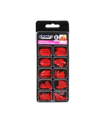 Glam'Up Paris False Nails Full Cover Easy to Use 100 Pieces Almond Shape No. 176 Red