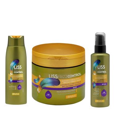 Pack 3 Shampoo 400 ml + Mask 400 ml + Hydrocream 200 ml Liss Frizz Control Unruly hair with vitamin E and keratin Deliplus - Pack 3