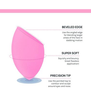 AOA Studio Collection 6-Piece Latex-Free Makeup Sponge Set - Super Soft Wonder Blender for Powder, Cream, and Liquid Makeup - Pink - Buy Online on GoSupps.com