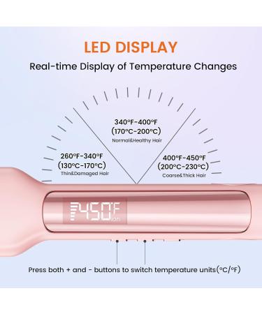 Professional Hair Straightener - 1.65" Titanium Flat Iron with 30s Rapid Heat 10 Temp Levels (260-450 ) LED Display - Pink - Buy Online on GoSupps.com