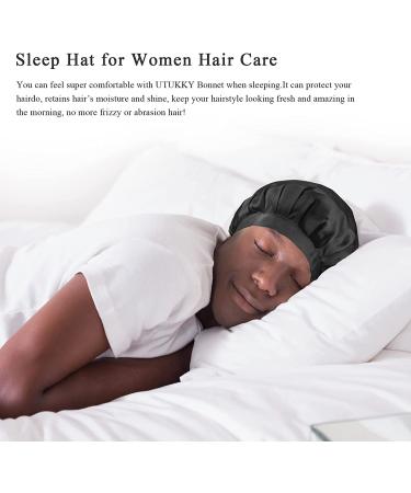 100% Mulberry Silk Night Cap 19 Momme | Natural Black Silk Sleep Hat for Women - Buy Online on GoSupps.com