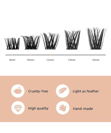Lash Clusters DIY Eyelash Extensions 72 Pcs D Curl 8-16mm | Thin Stem Individual Cluster Lashes for Self-application | Reusable Wisps (H-02 D Curl 8-16mm) - Buy Online on GoSupps.com