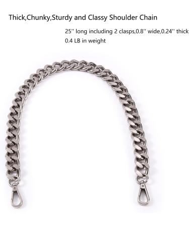 25 Inch Trendy Chunky Metal Chain Purse Handles Shoulder Strap Replacement for Handbag (Silver) - Buy Online on GoSupps.com