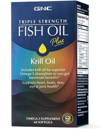 GNC Triple Strength Fish Oil Plus Krill Oil - 60 Softgels | Supports Heart, Brain, Skin, Eye, and Joint Health - Buy Online on GoSupps.com