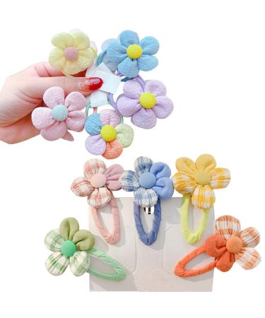 10 Pcs Flower Hair Clips+10 Pcs Flower Hair Rope Baby Hair Ties Barrette Hair Accessories Baby Girls Hair Ties Rope Kids Snap Hair Clips for Girl Teens(A)