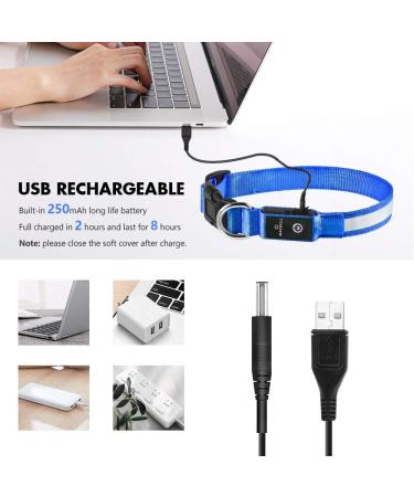 MASBRILL LED Dog Neck Band - Waterproof USB Charging Adjustable Safety Collar for Small & Medium Dogs - 3 Lighting Modes - Blue - M (38-50cm) - Buy Online on GoSupps.com