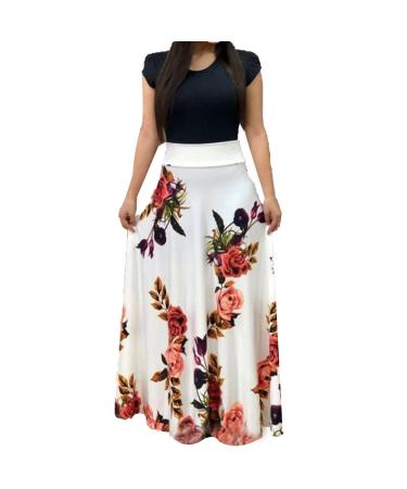 Women's Elegant Round Collar Dress Maxi Dress Swing Party Dress Cocktail Dress Floral Print Long Sleeve Tunic Dress Long Dress M Pink