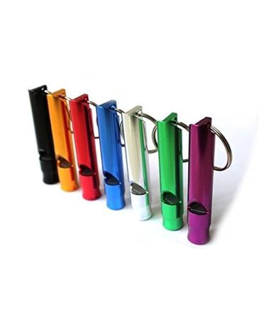 A Set of 5 Extra Loud Whistles for Camping Hiking Hunting Outdoors Sports and Emergency Situations, Sturdy but Light Aluminium Key Chain Signals of Different Colors - by Homey Product
