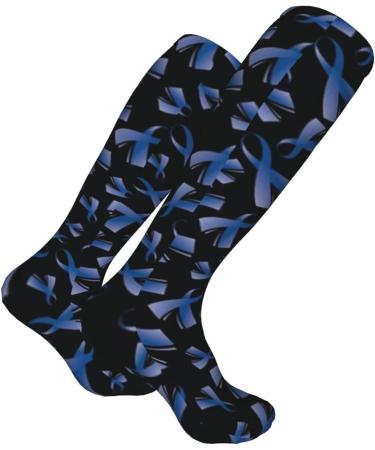 Colon Cancer Awareness Blue Ribbon Compression Socks for Men & Women | 15-20 mmHg Support for Running & Cycling - Buy Online on GoSupps.com