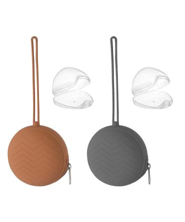 Silicon pacifier box pacifier box for on the go BPA-free 2 pieces silicone pacifier storage box and 2 pieces transparent plastic pacifier boxes for baby girl boy gray