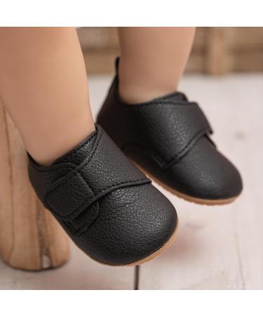 Sonsage Infant Baby Oxford Shoes | Pu Leather Lace-Up Sneakers | Anti-Slip Trainer for First Walking | 0-6 Months | Black - Buy Online on GoSupps.com
