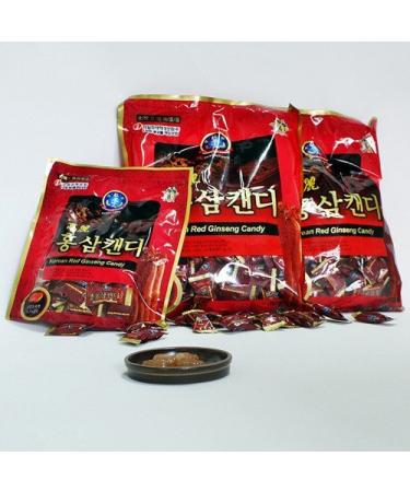 HongSamin Korean Premium Red Ginseng Candy (200gx3packs) 600g - Strong Red Ginseng Taste. Help with Sore Throat Coughing Breath Refresher