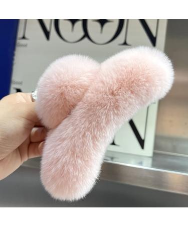 Pink 5.1 Faux Fur Hair Clips Set - Large Claw Clips for Thick Thin Hair - Fluffy Hair Clip for Women Girls - Buy Online on GoSupps.com