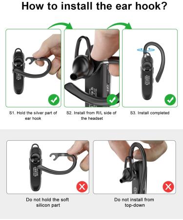 New bee Bluetooth Earpiece V5.0 Wireless Handsfree Headset with Microphone - 24 Hrs Driving & 60 Days Standby Time - for iPhone, Android, Samsung, Laptop, Trucker Driver - Black - Buy Online on GoSupps.com