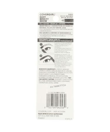 CoverGirl Easy Breezy Brow Fill+Define Pencils 505 Rich Brown 2 ea - Pack of 3 - Buy Online on GoSupps.com