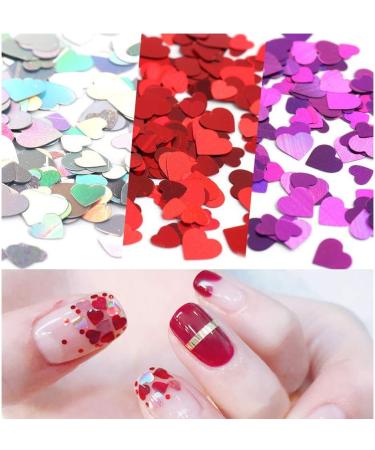 Nail Seedlettes - 36 Glitter Sequin Shapes (Hearts Stars Moons) | Holographic Nail Art Accessories for DIY Crafts & Decorations - Buy Online on GoSupps.com