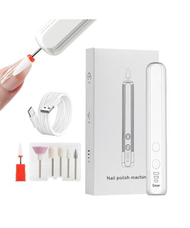 Fulenyi Electric Nail File for Acrylic Nails Electric Polishing Set with Nail Drill - Compact Portable Design Electric Filer Hand Foot Care Tool for Nail Grind White English Version