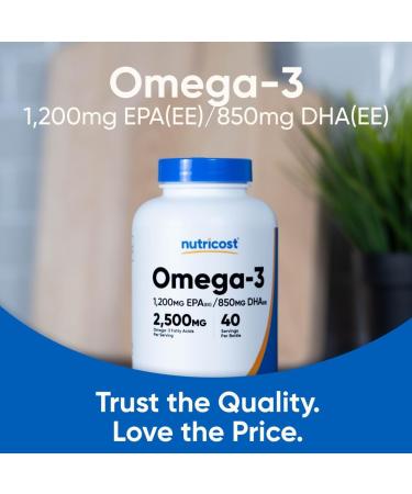 Nutricost Omega 3 Fish Oil - 2500MG 120 Softgels (40 Serv) - Fish Oil Wild Caught! 1200mg EPA 850mg DHA - Non-GMO Gluten Free 120 Count (Pack of 1) - Buy Online on GoSupps.com