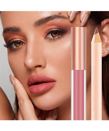  HADAVAKA Lipstick And Lip Pencil Set Nude Lipstick Non-Sticky Matte Liquid Lip Stick With Smooth Lip Pencil Waterproof Long Lasting Lip Dye (A) - Buy Online on GoSupps.com
