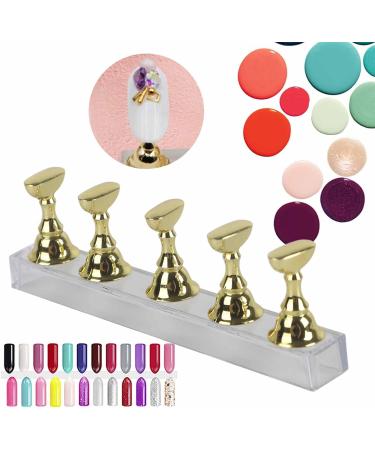 False Nail Display Stand Holder Set Nail Art Magnetic Practice Holder Exquisite Alloy Material Gold Showing Shelf - Buy Online on GoSupps.com