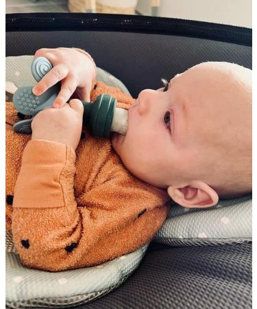 Haakaa Flower Fruit Feeder Pacifier & Breastmilk Popsicle Mold | Silicone Teether for Baby Teething Relief | BPA Free (Pea Green) - Buy Online on GoSupps.com