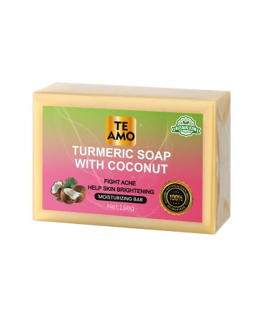 Te Amo Turmeric soap with coconut Dark Spot Remover Soap 5.2 oz Moistuizing bras Fights Acne turmeric soap bar