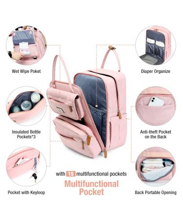Tonyee Wrap Backpack - Stylish Diaper Bag with Removable Bottle & Diaper Pad Travel Essentials for Moms & Dads - Rosa - Buy Online on GoSupps.com