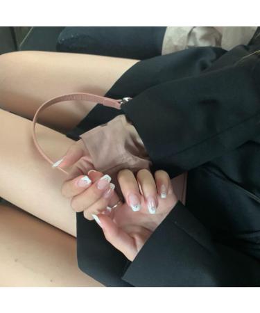 24Pcs/Set Press On Nails Simple White V-shaped French Diamond False Nails Acrylic Fake Nails Full Cover Nails Tips Artificial Finger Manicure Press on nails for Women and Girls - Buy Online on GoSupps.com