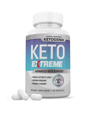 Ketogenix Extreme Keto Pills 1675MG New & Improved Formula Contains Apple Cider Vinegar Extra Virgin Olive Oil Powder Green Tea Leaf 60 Capsules