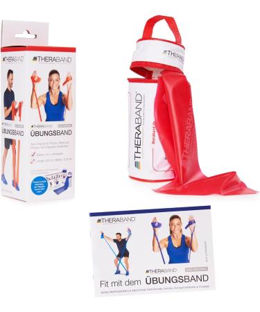 Theraband Original Exercise Band | 2.5m Fitness Resistance Band with Zip Pocket | Strength Training & Weight Loss at Home or Gym | Includes Bag & Instructions | Medium Red - Buy Online on GoSupps.com