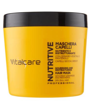 VitalCare |Nutritive hair mask nourishing and restructuring hair mask treatment for dry and blunt hair with vegetable ceramids and panthenol 500 ml flower pattern 500 ml (1 Pack)
