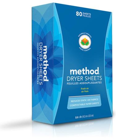 Method Dryer Sheets - Fresh Air Scent, 80 Sheets per Pack - Eco-Friendly Fabric Softener - Buy Online on GoSupps.com