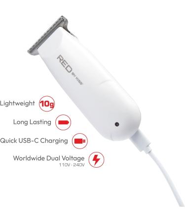Red by Kiss Hair Clipper Mini Cordless Hair Trimmer Long Lasting Hair Cutting Kit USB-C Rechargeable Haircut Beard Trimming Clippers for Men Women Kids Portable Grooming Kit (White) - Buy Online on GoSupps.com