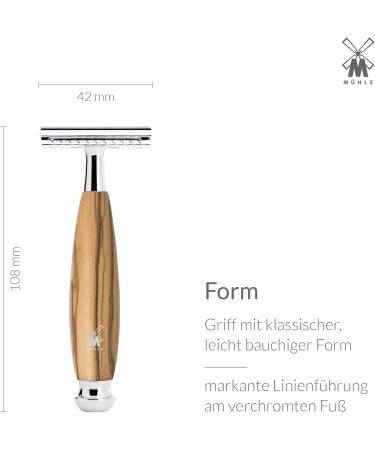 M HLE Vivo Safety Razor - Olive Wood Handle & Chrome Accents | Premium International Shipping - Buy Online on GoSupps.com